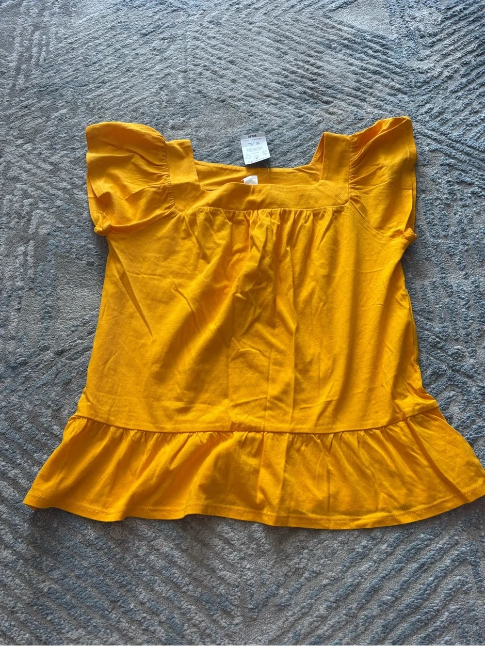 Crewcuts Girls' Bright Yellow Flutter Sleeve Peplum Top